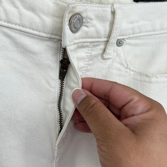 Banana Republic Cropped Girlfriend Jeans Raw Hem Women's 27 White Resortwear - Picture 6 of 10